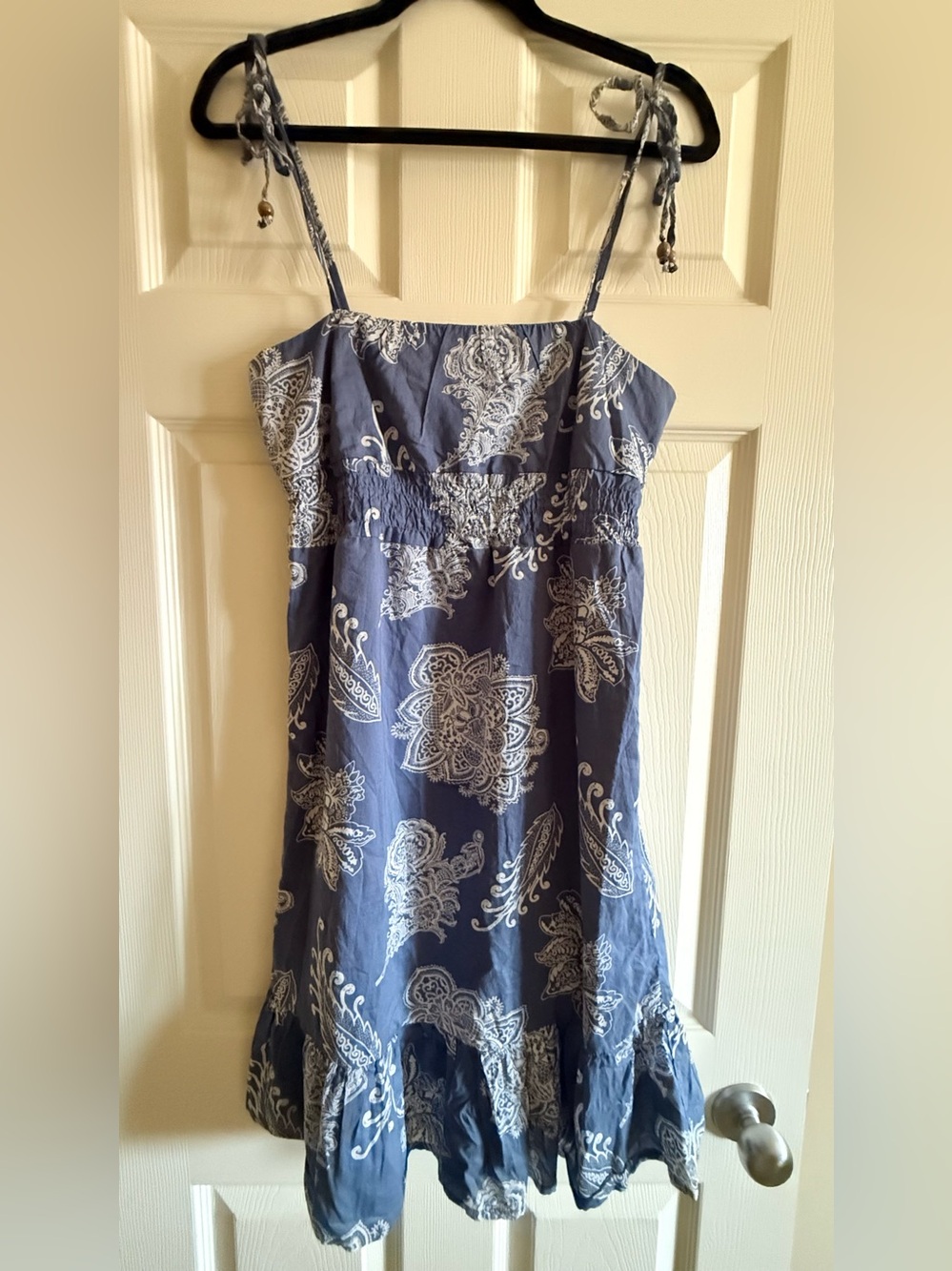 Blue Paisley Tie-Shoulder Sundress